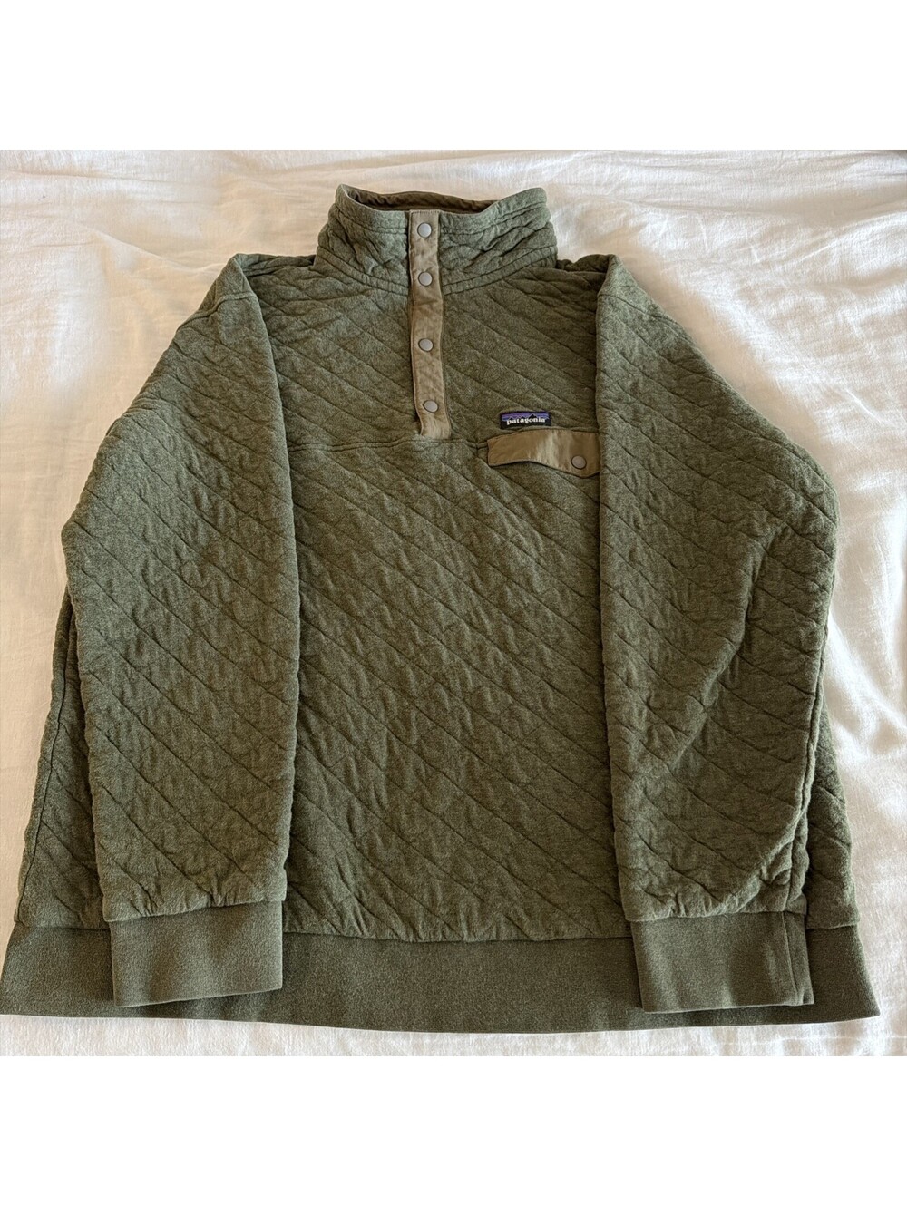 Men’s Patagonia Organic Cotton Quilted Snap T Pullover - Green XXL
